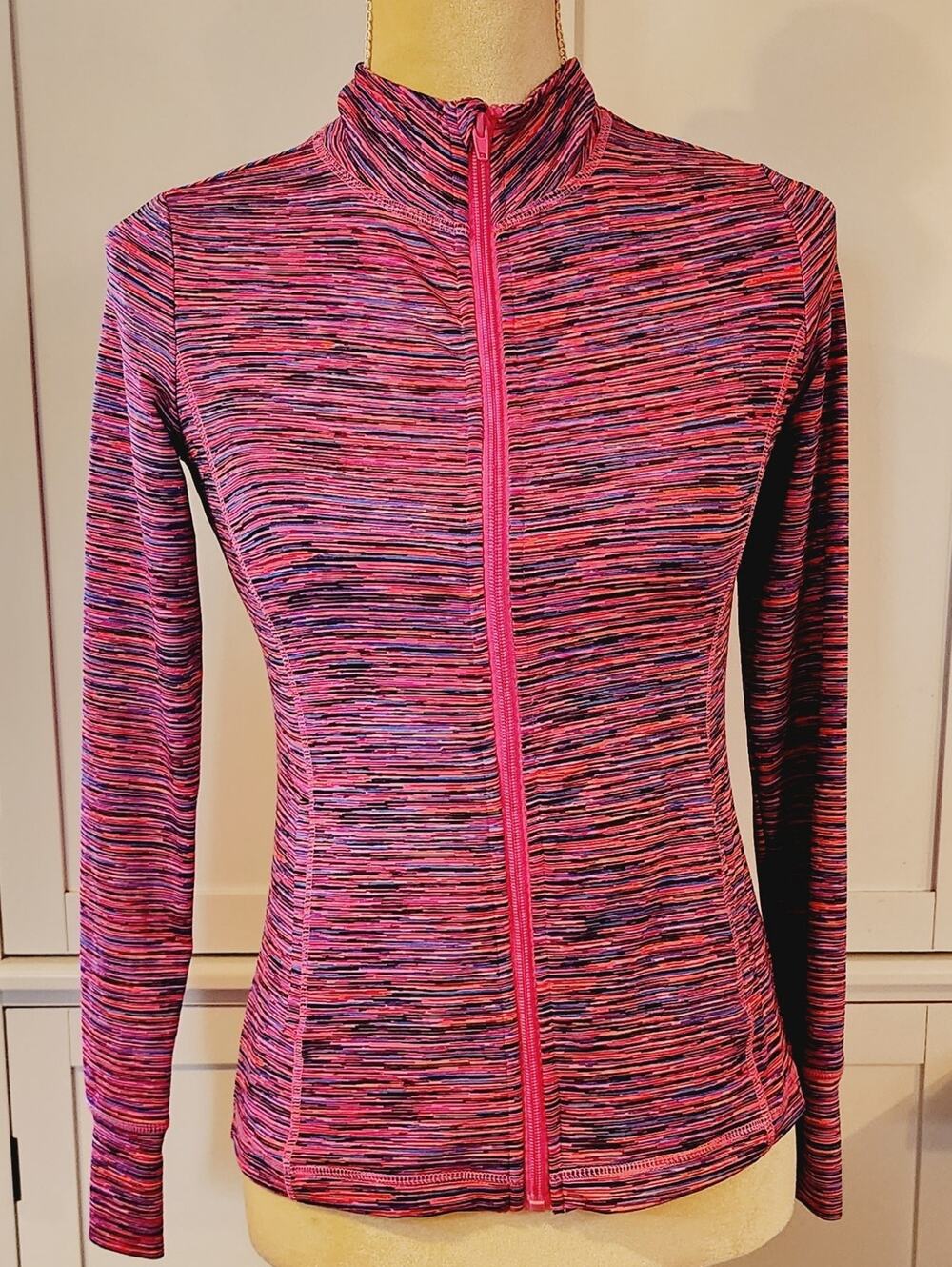 ideology full zip workout Pink Space Dye Activewear Thumb Holes jacket Large